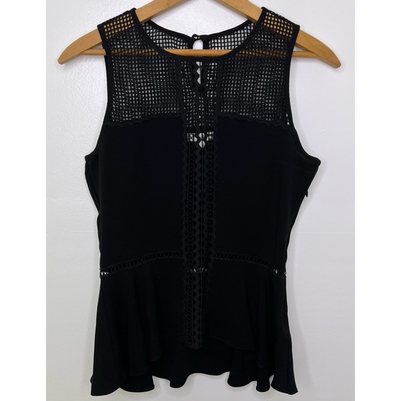 JONATHAN SIMKAI Black Mesh Peplum Style Sleeveless Top - Picture 1 of 4